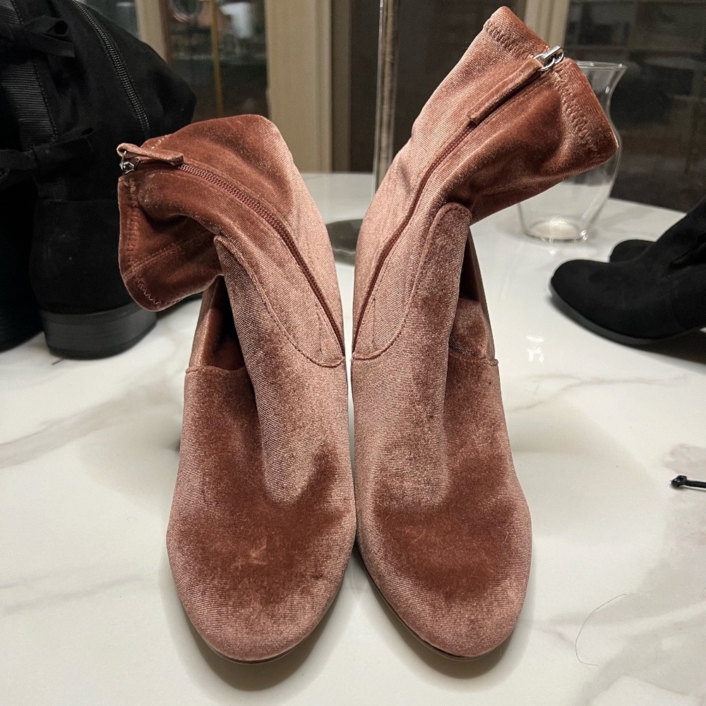 Velvet Mauve Booties, Size 13